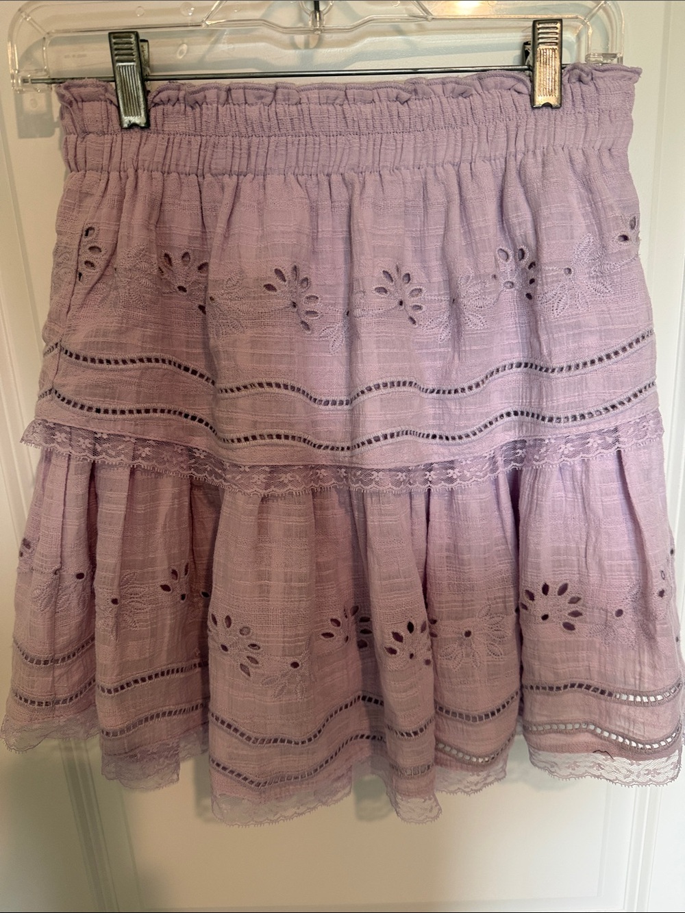 miami Lavender Eyelet Tiered Skirt